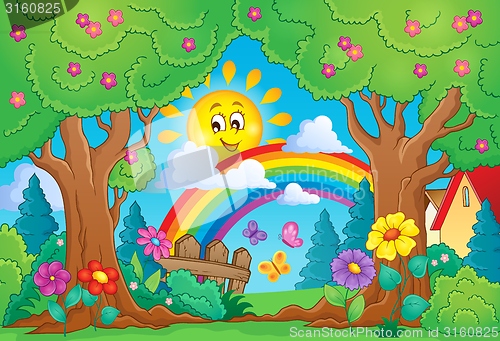 Image of Spring theme with rainbow