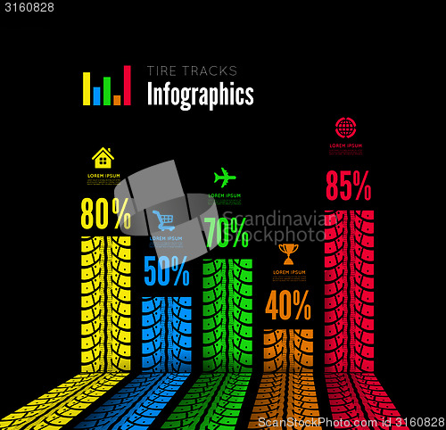 Image of Tire tracks infographics background