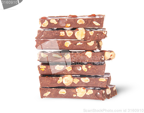 Image of In front stack of seven chocolate bars