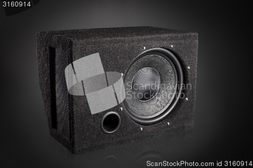 Image of Black subwoofer speaker car audio music system