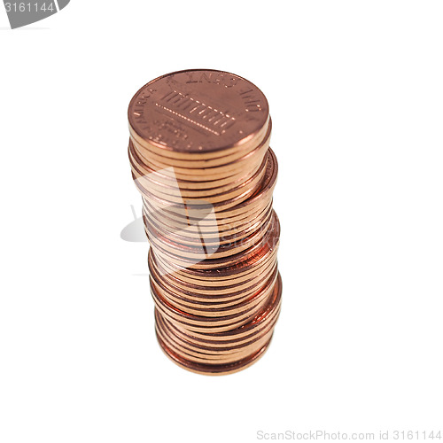 Image of Dollar coins 1 cent wheat penny cent isolated