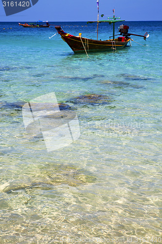 Image of asia in the  kho tao     rocks   boat   thailand  and south chin