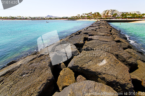 Image of white coast lanzarote  in hotel  beach   