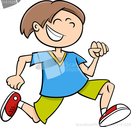 Image of happy running boy cartoon