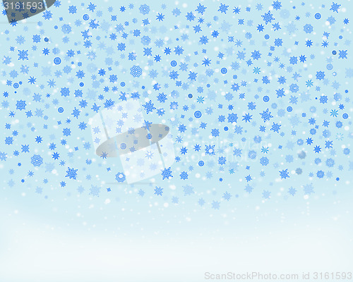 Image of fabulous snowflakes falling on the ground