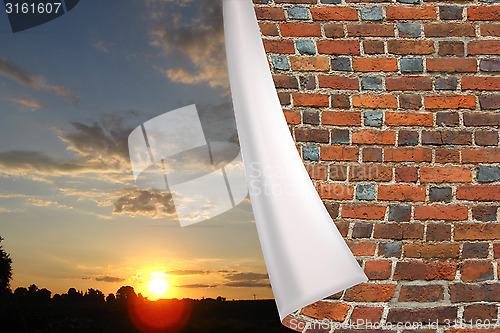 Image of brick cuff on the beautiful panorama of sunset