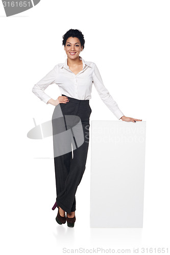 Image of Business woman with blank white board