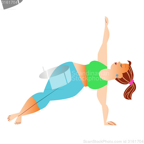 Image of Normal a little fat woman doing yoga