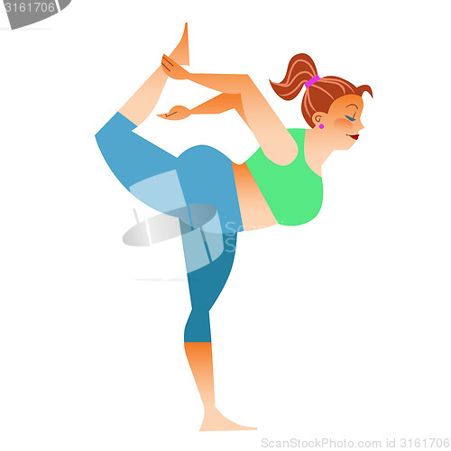 Image of Normal a little fat woman doing yoga