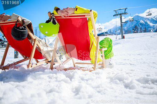 Image of Couple at mountains in winter