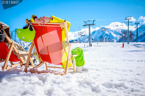 Image of Couple at mountains in winter