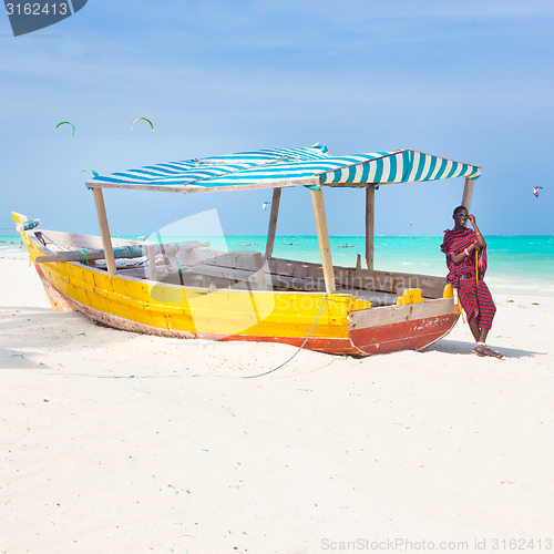 Image of White tropical sandy beach on Zanzibar.