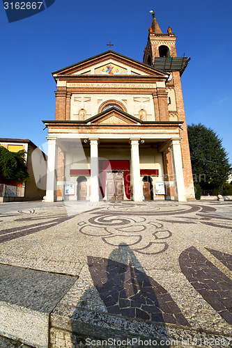 Image of parabiago in  the old   church  closed brick tower sidewalk  lom