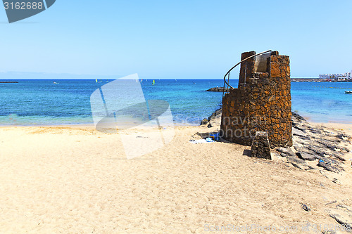 Image of white coast lanzarote  in  tower and summer 
