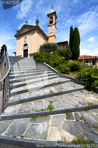 Image of     jerago  old   closed brick tower sidewalk italy   