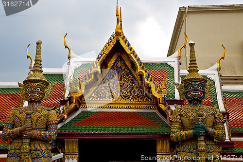 Image of  thailand asia   in  bangkok rain  temple abstract demon warrior