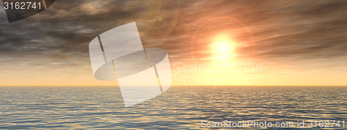 Image of Conceptual sea water and sunset sky banner