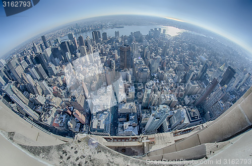 Image of Aerial view of New York City skyline, Manhattan, New York