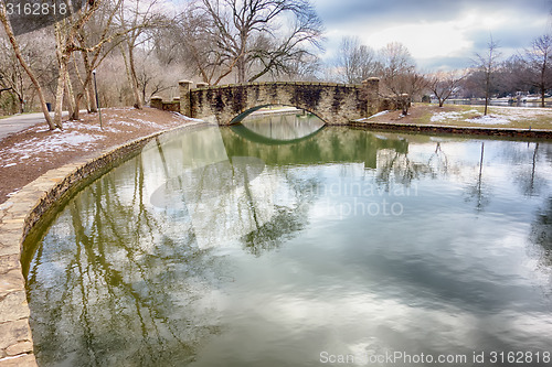 Image of The stone bridge at Freedom Park in Charlotte, NC