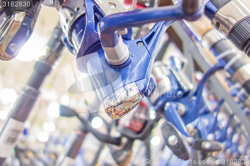 Image of photo of row of fishing rods in store