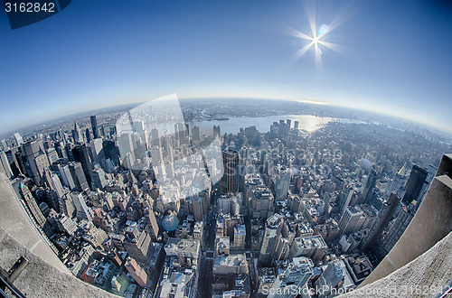 Image of Aerial view of New York City skyline, Manhattan, New York