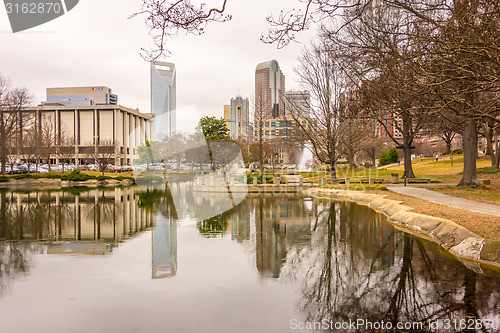 Image of overcast weather over charlotte nc skyline