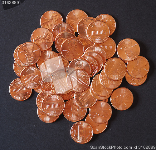 Image of Dollar coins 1 cent wheat penny cent