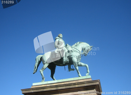 Image of Statue of King Karl Johan outside the Royal castle in Oslo