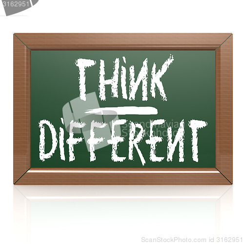 Image of Think Different written with chalk on blackboard