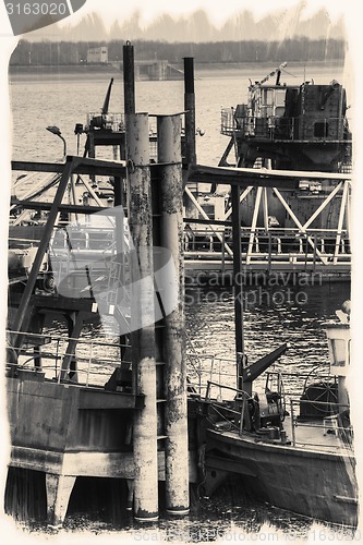 Image of Ships moored at a shipyard