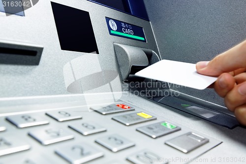 Image of Insert card into ATM