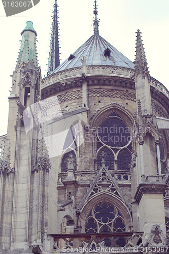Image of Architectural details of Cathedral Notre Dame de Paris. 
