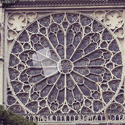 Image of Architectural details of Cathedral Notre Dame de Paris. 