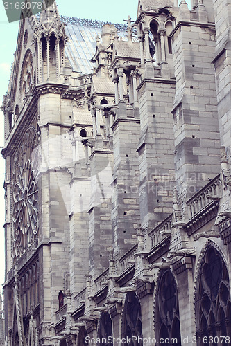 Image of Architectural details of Cathedral Notre Dame de Paris. 