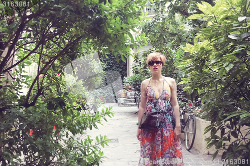 Image of Beautiful young woman in Paris, France.