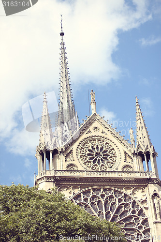 Image of Architectural details of Cathedral Notre Dame de Paris. 