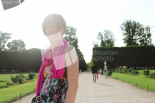 Image of Beautiful young woman in Paris, France.