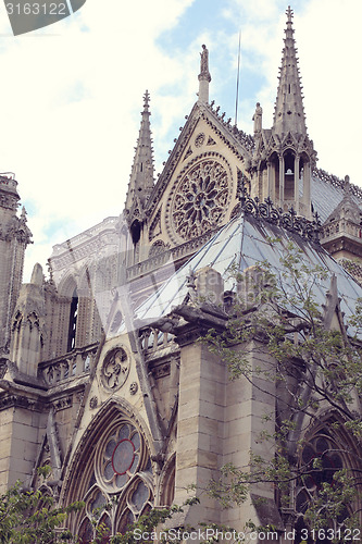 Image of Architectural details of Cathedral Notre Dame de Paris. 