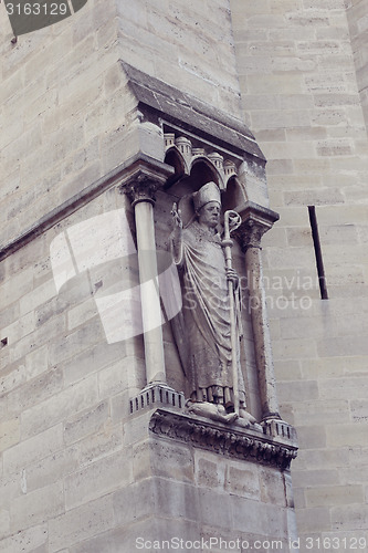 Image of Architectural details of Cathedral Notre Dame de Paris. 