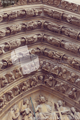 Image of Architectural details of Cathedral Notre Dame de Paris. 