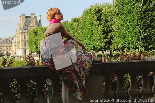 Image of Beautiful young woman in Paris, France.