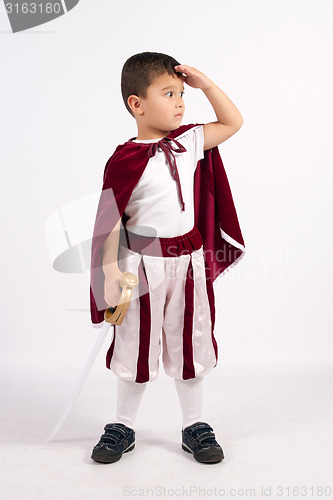 Image of The Little Prince in costume with sword