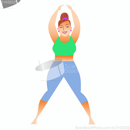 Image of Normal a little fat woman doing yoga