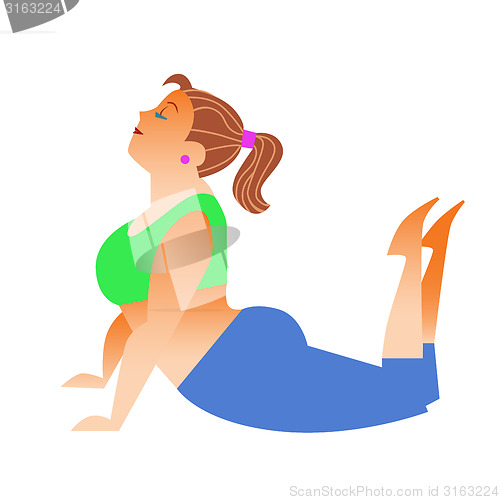 Image of Normal a little fat woman doing yoga