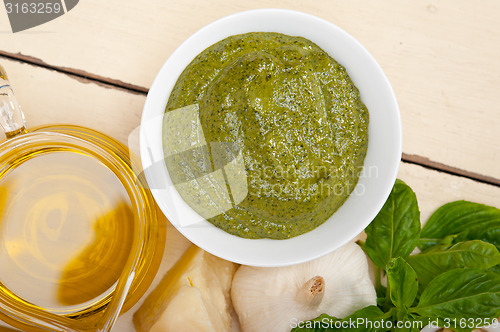 Image of Italian basil pesto sauce ingredients