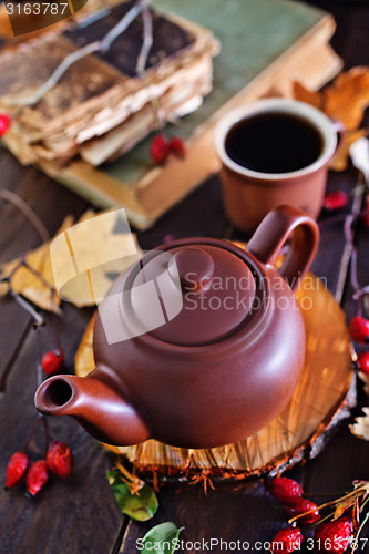 Image of fresh tea in teapot