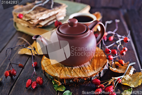 Image of fresh tea in teapot