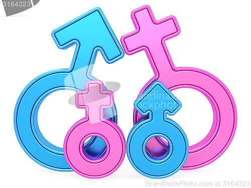 Image of Parents with children of male and female gender signs