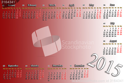 Image of claret calendar for 2015 year with place for image