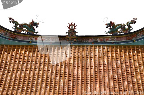 Image of Dragon on the top of chinese temple